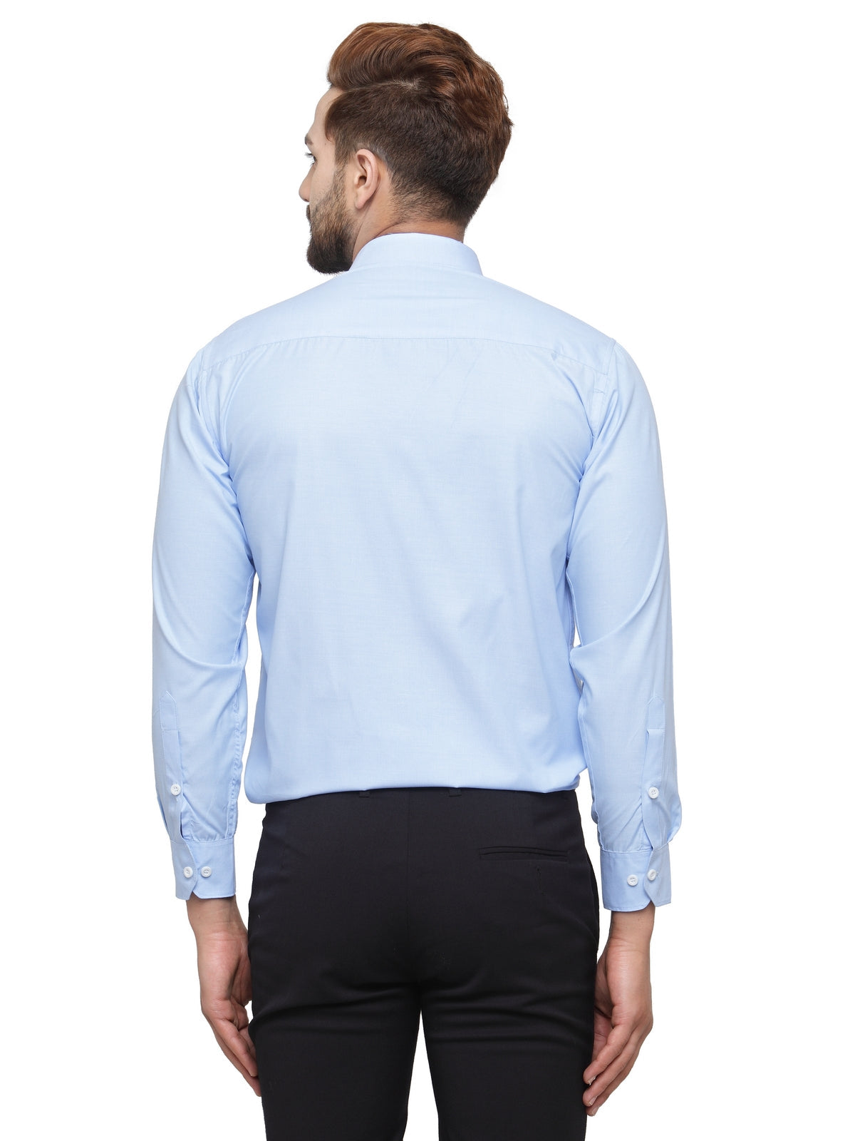 Men's Blue Formal Shirt with white detailing ( SF 419Blue ) - Jainish