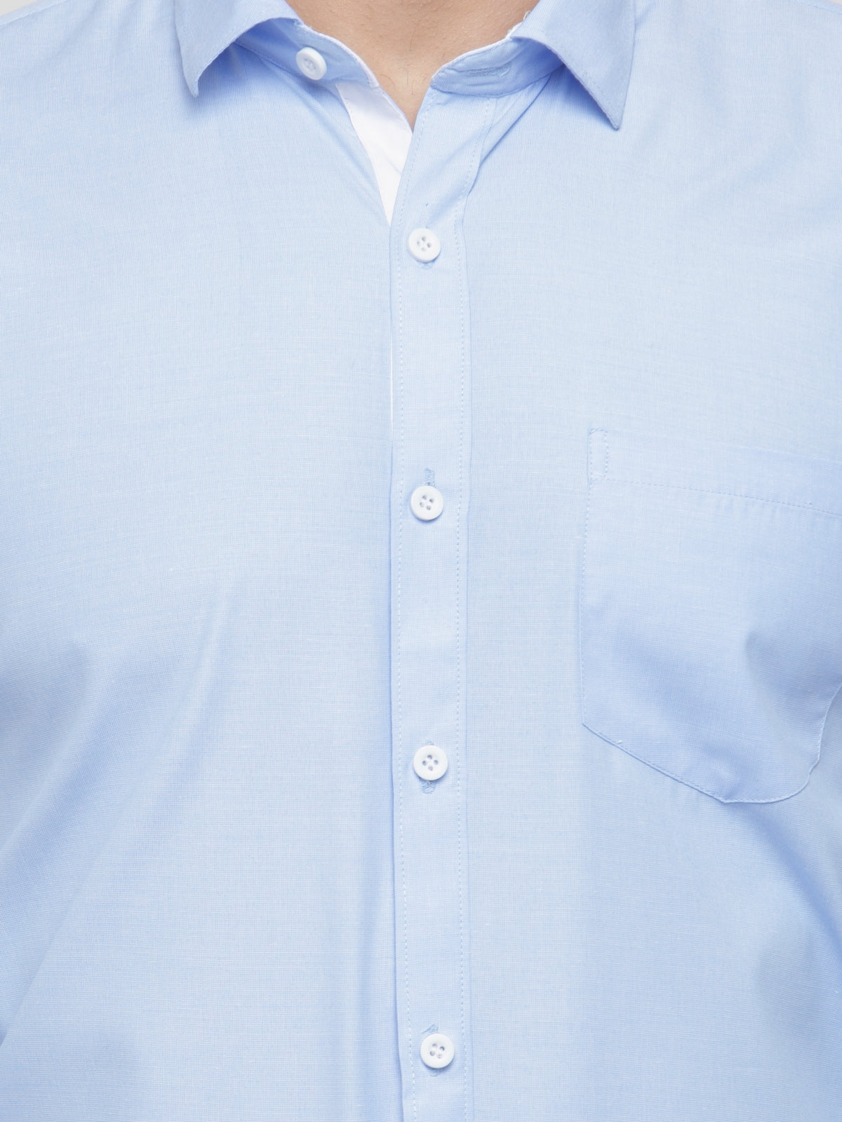 Men's Blue Formal Shirt with white detailing ( SF 419Blue ) - Jainish