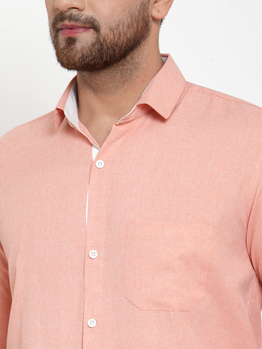 Men's Redish Orange Formal Shirt with white detailing ( SF 419Starfish-Orange ) - Jainish