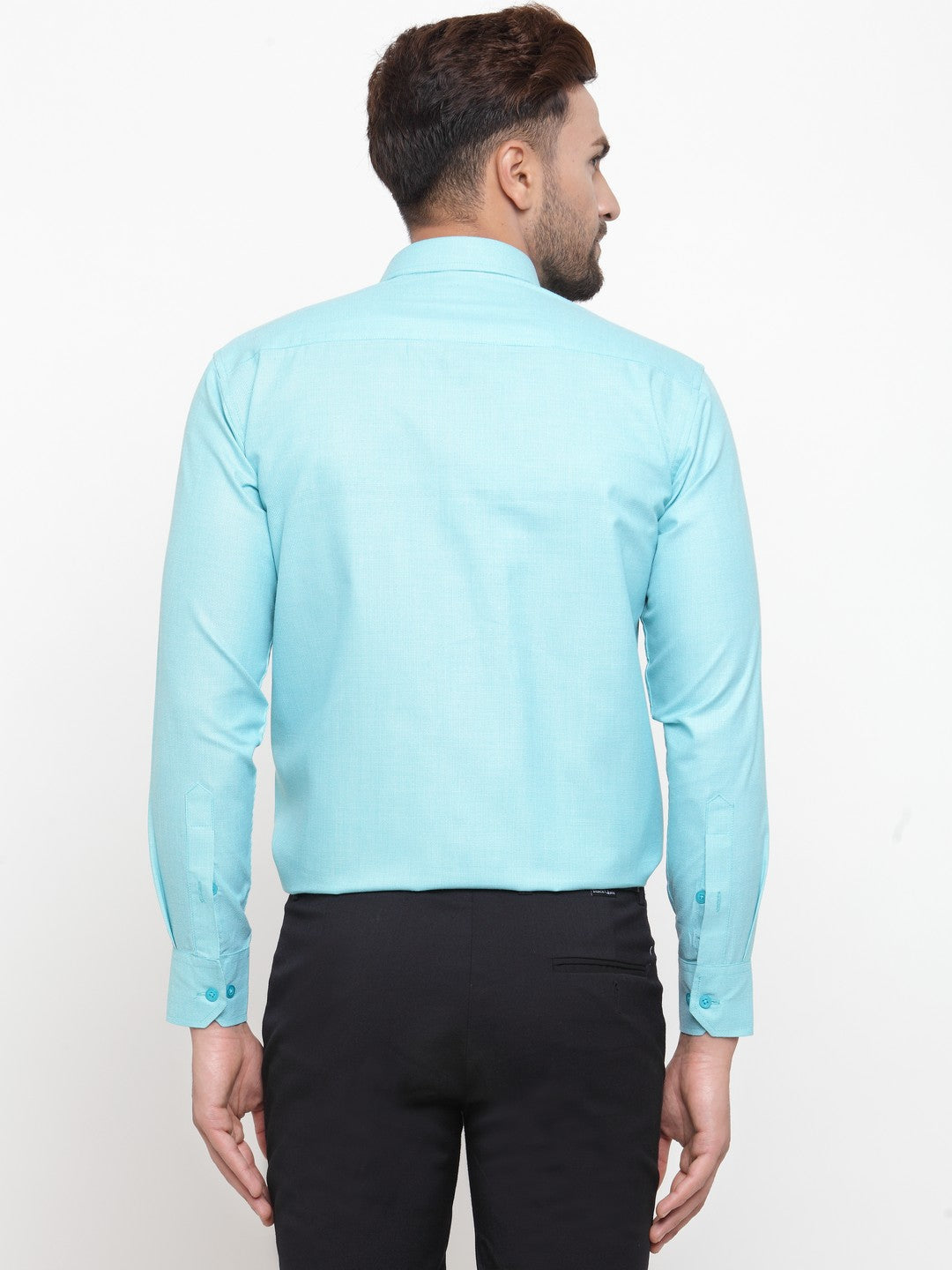 Men's Green Cotton Geometric Formal Shirts ( SF 434Green ) - Jainish