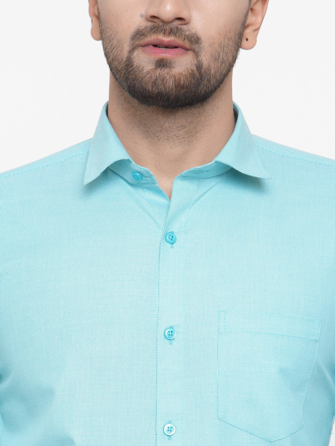 Men's Green Cotton Geometric Formal Shirts ( SF 434Green ) - Jainish