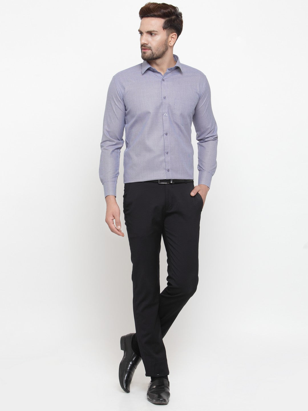 Men's Grey Cotton Geometric Formal Shirts ( SF 434Grey ) - Jainish