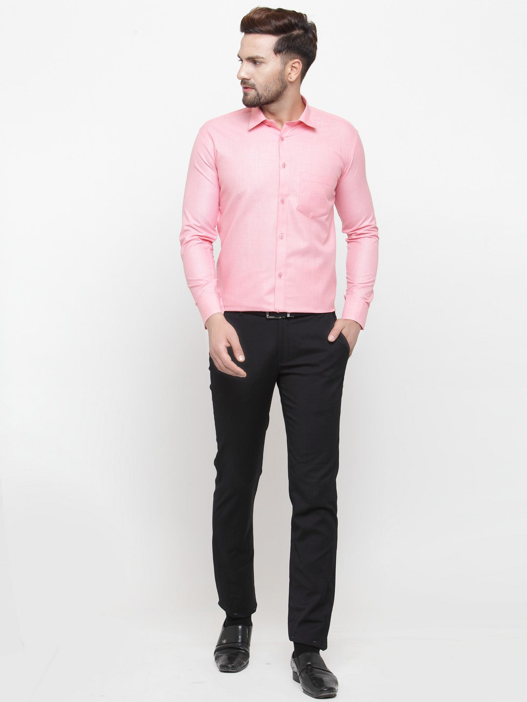 Men's Pink Cotton Geometric Formal Shirts ( SF 434Pink ) - Jainish