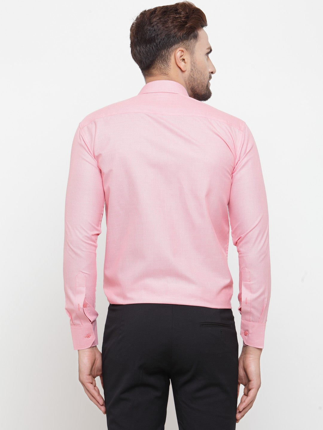Men's Pink Cotton Geometric Formal Shirts ( SF 434Pink ) - Jainish