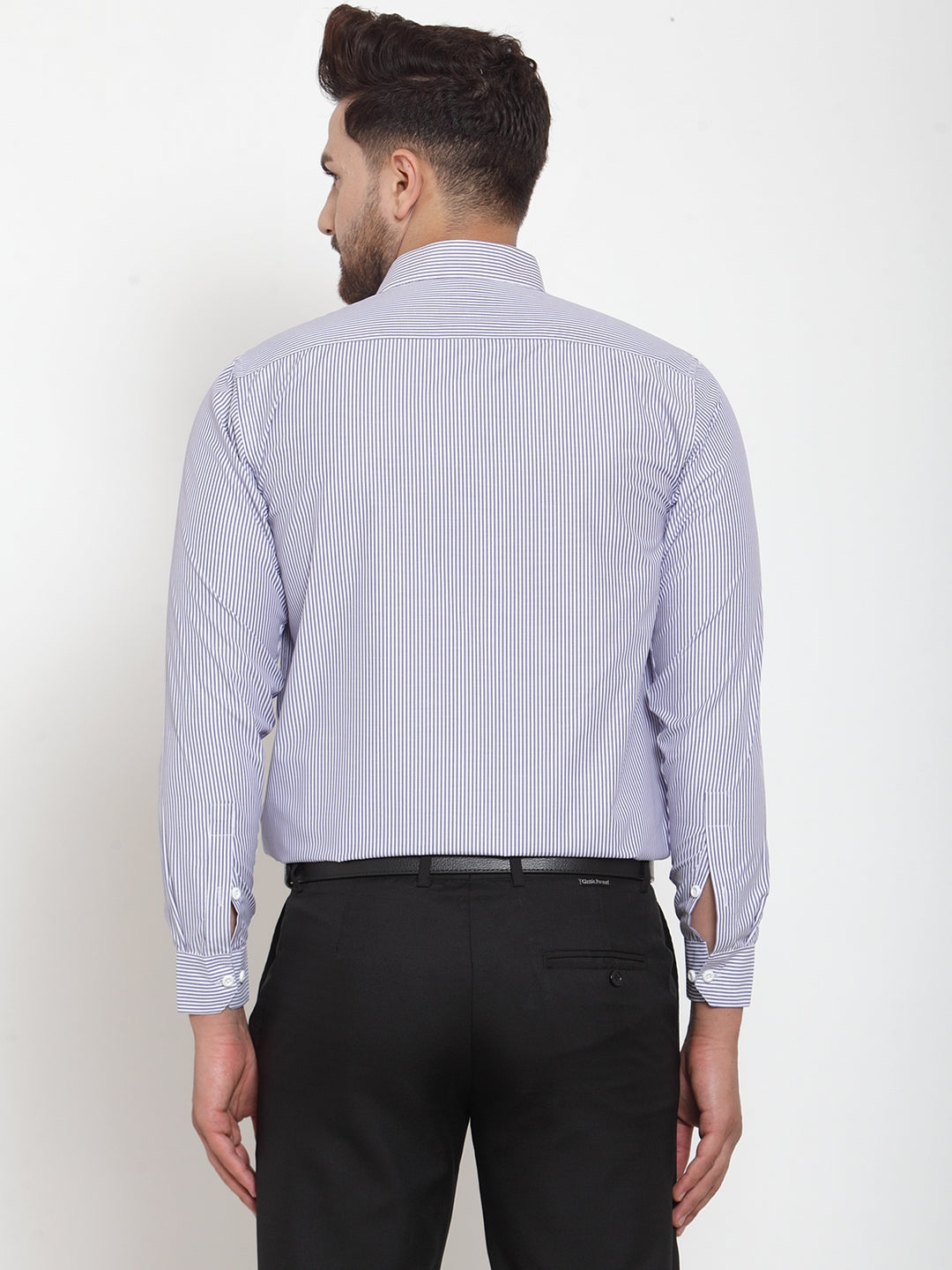 Men's Blue Cotton Striped Formal Shirt's ( SF 759Blue ) - Jainish