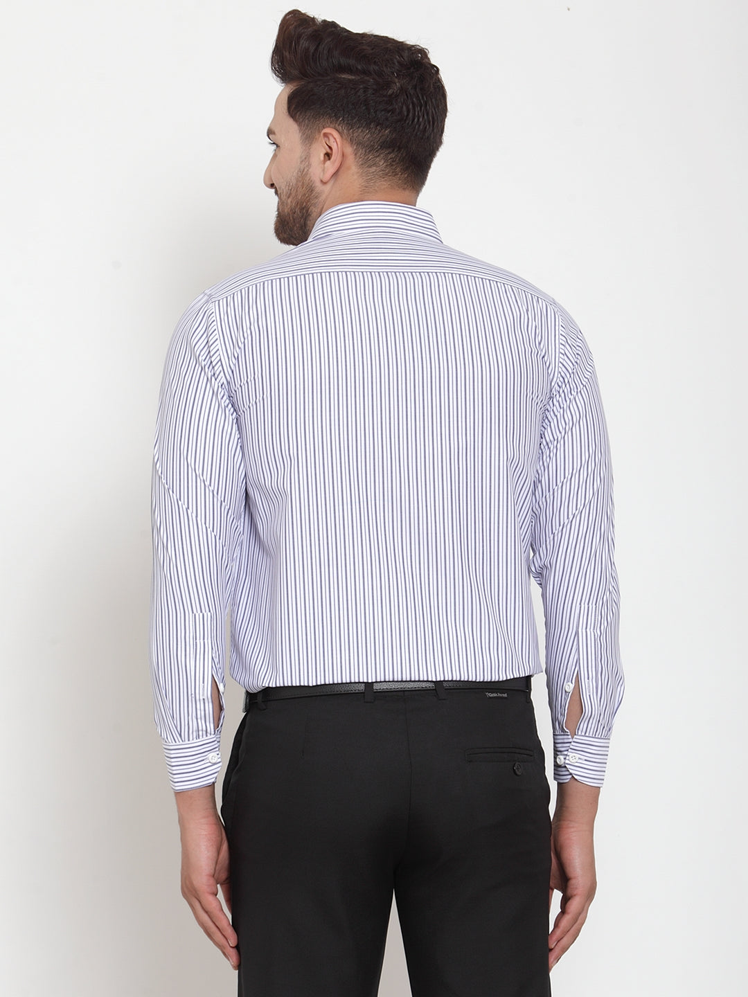 Men's Grey Cotton Striped Formal Shirt's ( SF 759Light-Grey ) - Jainish