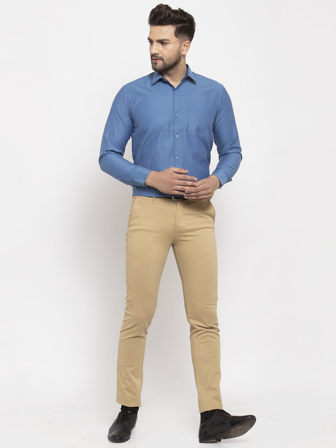 Men's Teal Cotton Polka Dots Formal Shirt's ( SF 761Teal ) - Jainish