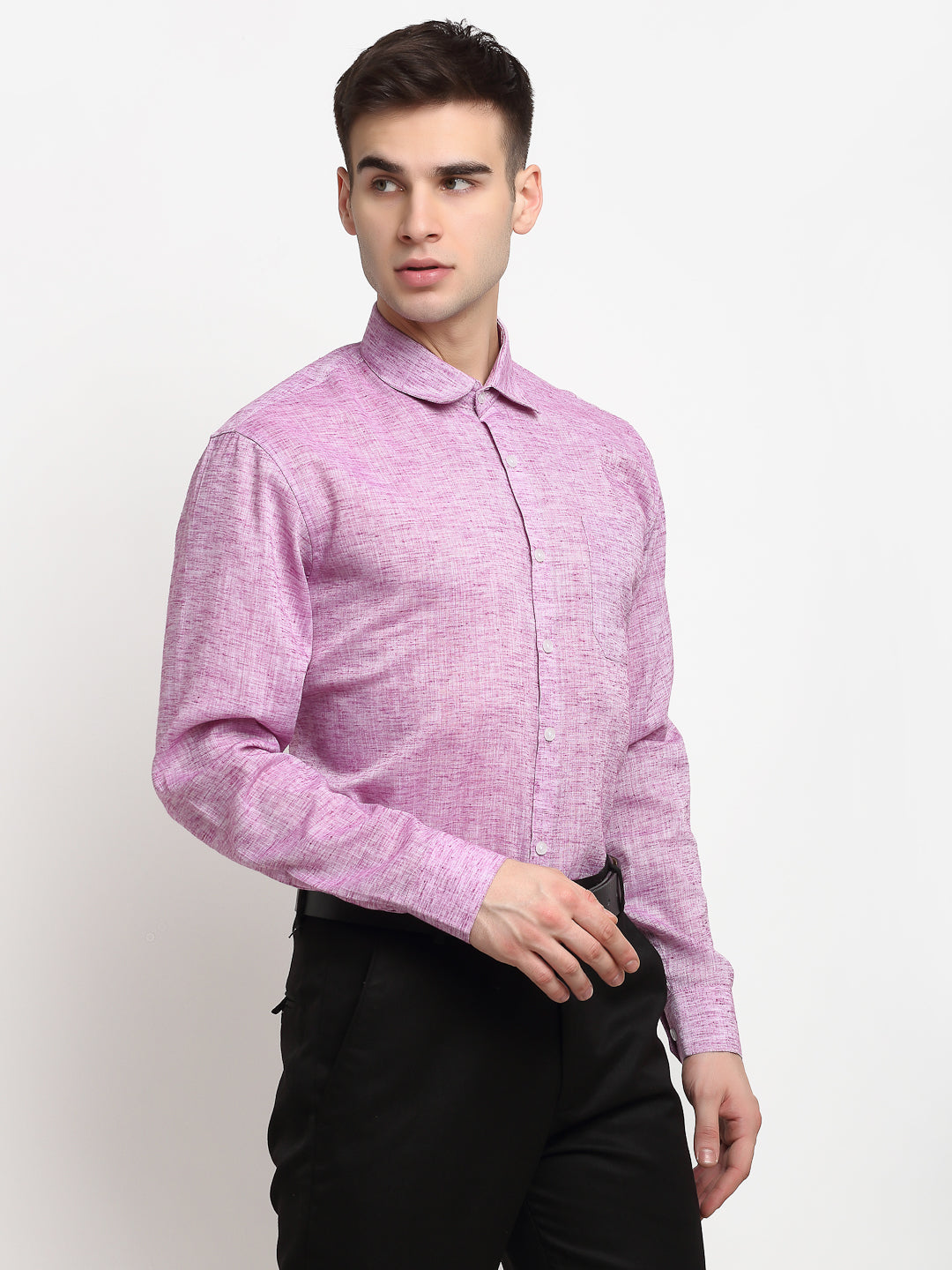 Men's Purple Solid Cotton Formal Shirt ( SF 782Purple ) - Jainish