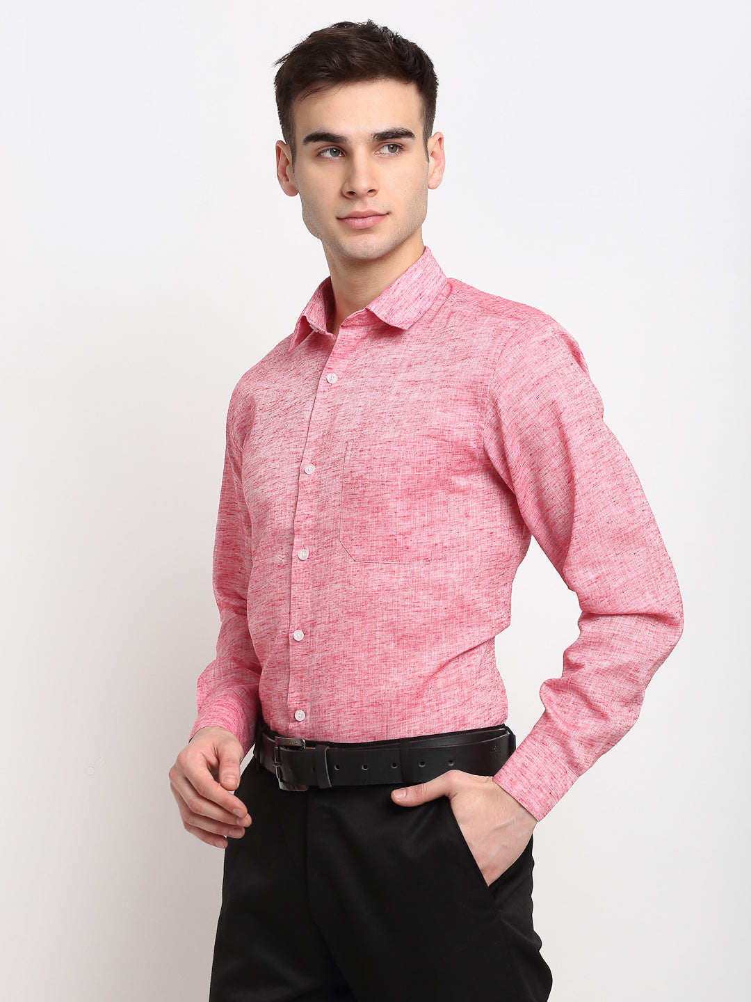 Men's Red Solid Cotton Formal Shirt ( SF 782Red ) - Jainish