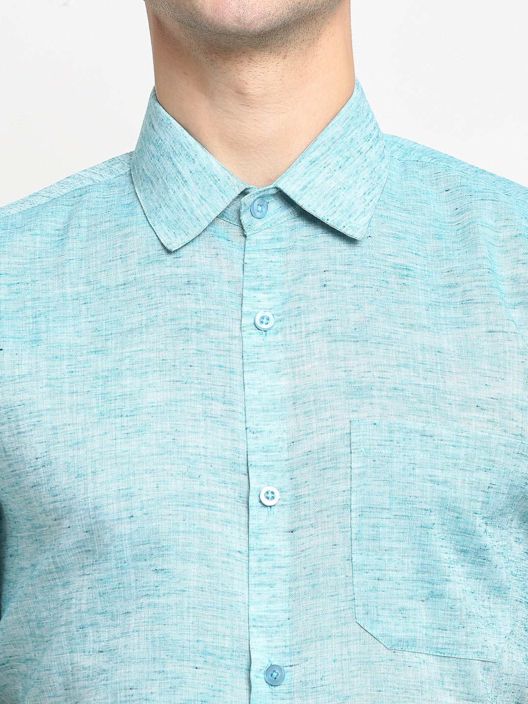 Men's Green Solid Cotton Half Sleeves Formal Shirt ( SF 783Green ) - Jainish