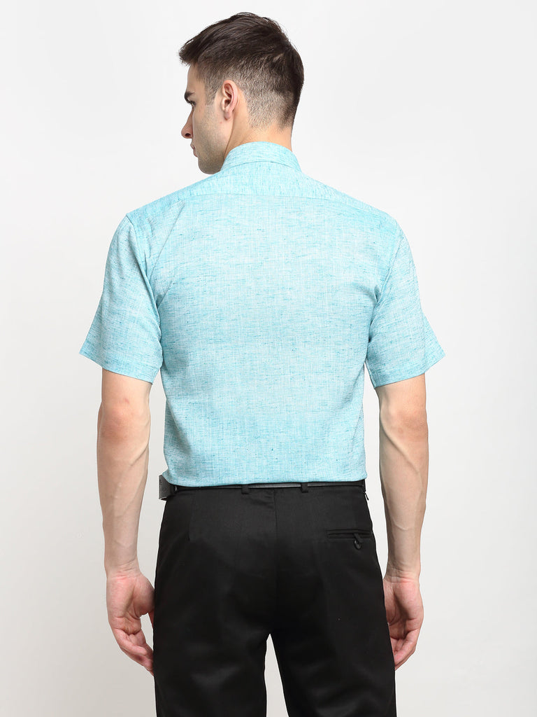 Men's Green Solid Cotton Half Sleeves Formal Shirt ( SF 783Green )