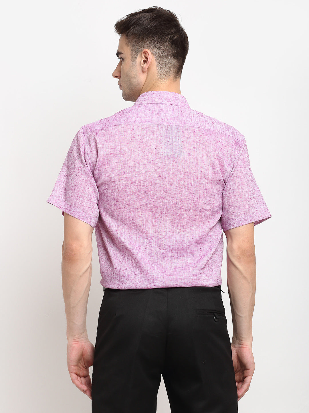 Men's Purple Solid Cotton Half Sleeves Formal Shirt ( SF 783Purple ) - Jainish
