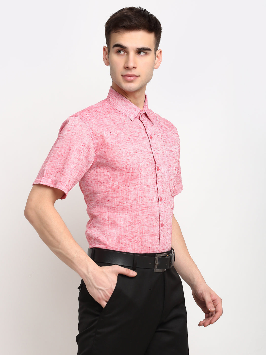 Men's Red Solid Cotton Half Sleeves Formal Shirt ( SF 783Red ) - Jainish