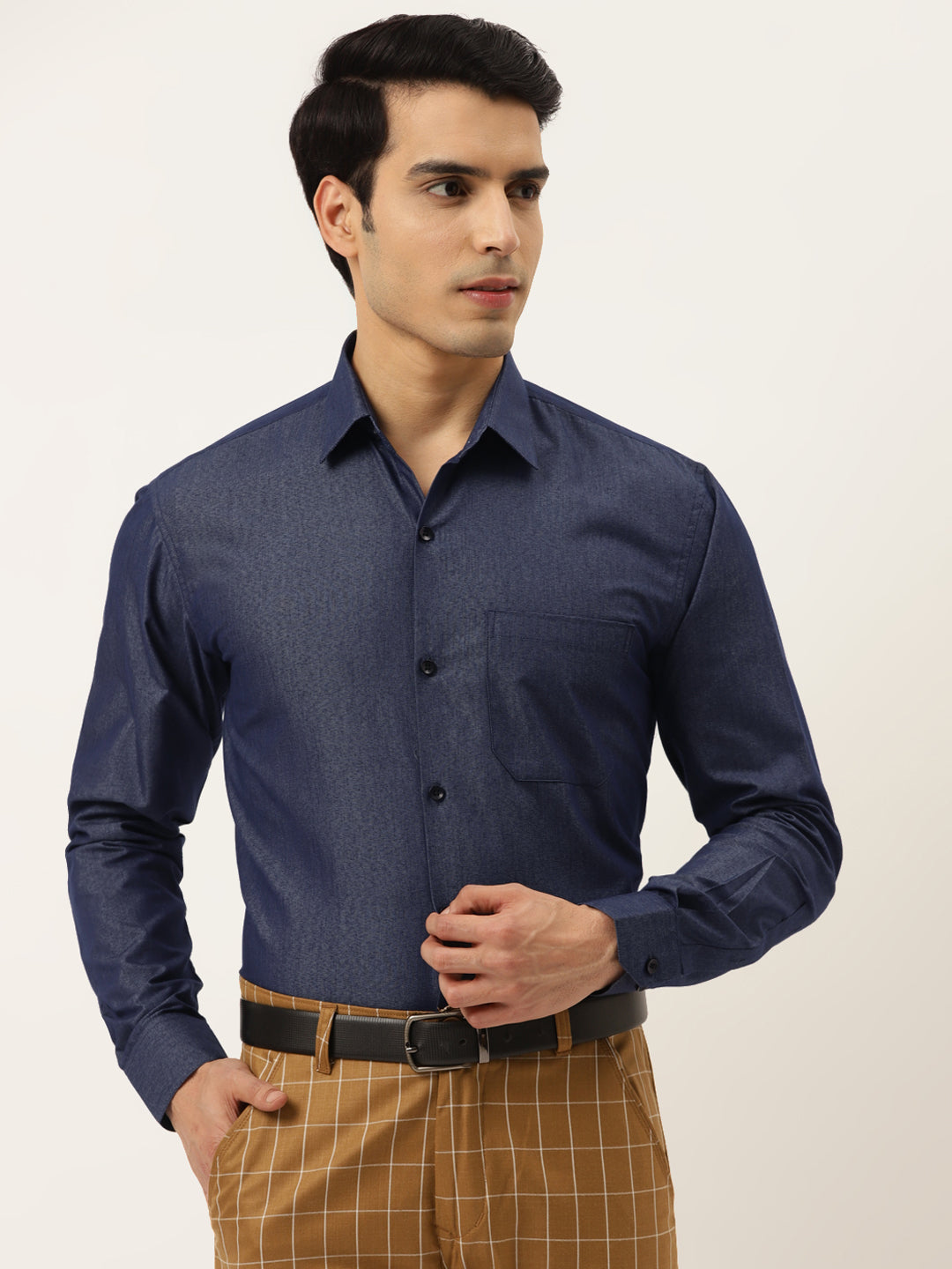 Men's Solid Formal Cotton Shirt ( SF 788Charcoal ) - Jainish