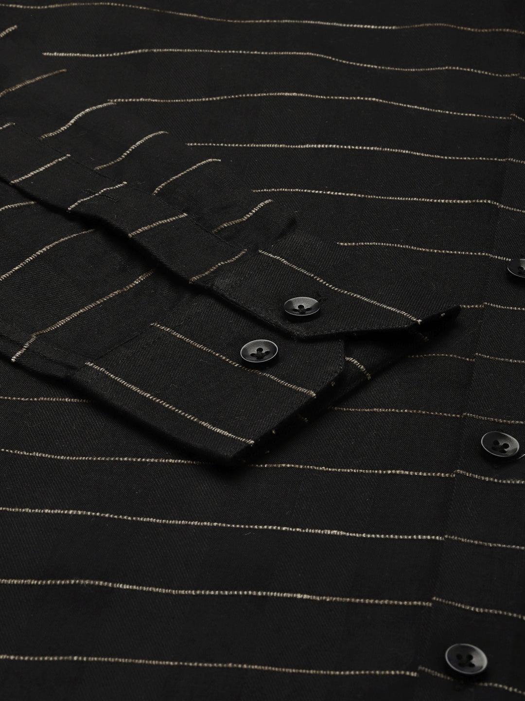 Men's Formal Cotton Horizontal Striped Shirt ( SF 790Black ) - Jainish
