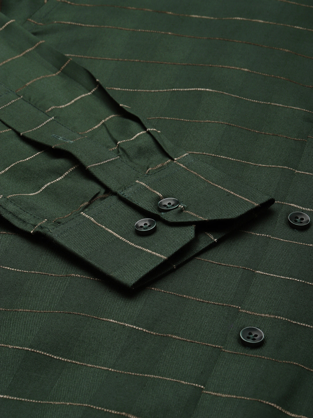 Men's Formal Cotton Horizontal Striped Shirt ( SF 790Olive ) - Jainish