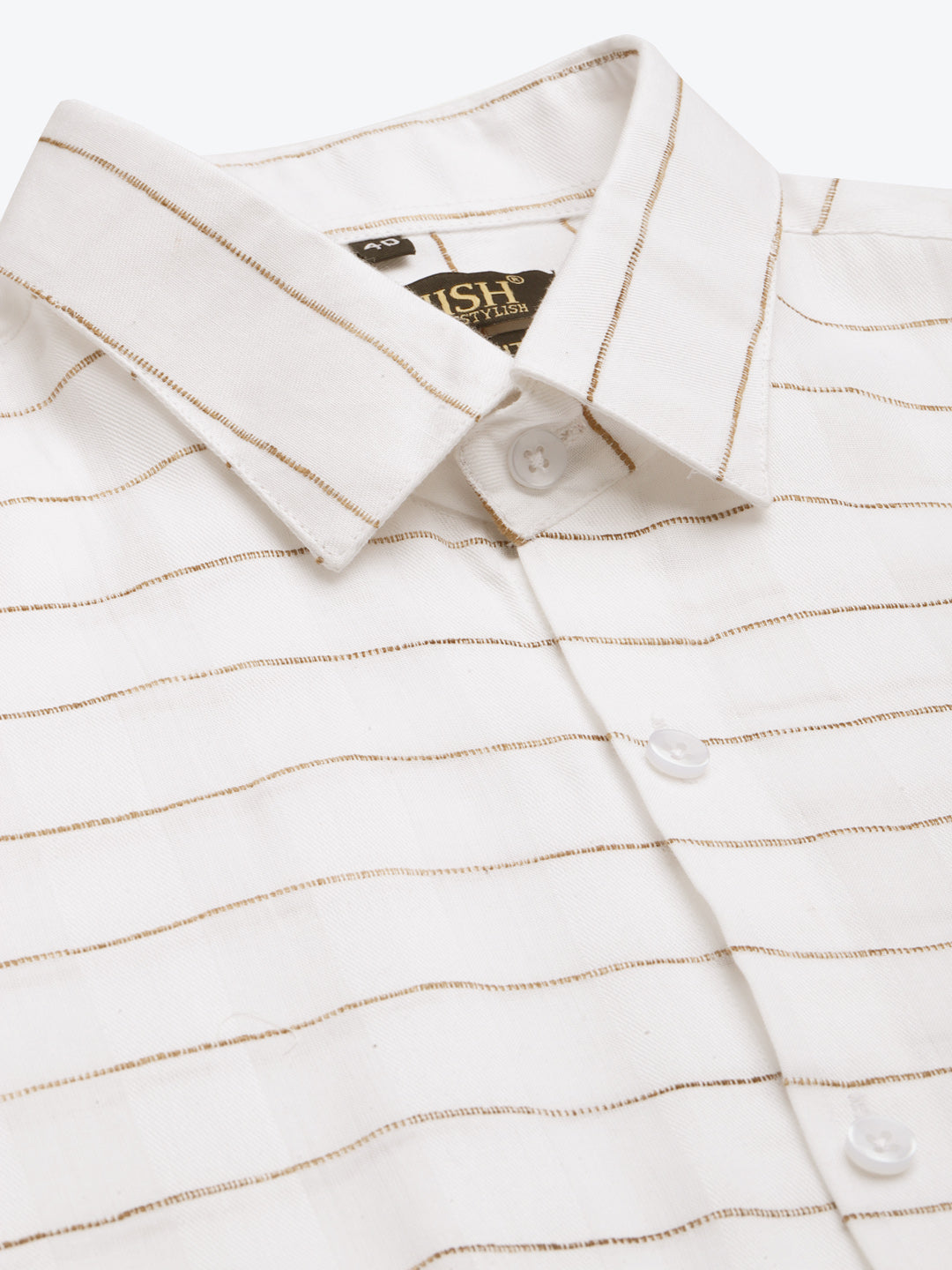 Men's Formal Cotton Horizontal Striped Shirt ( SF 790White ) - Jainish
