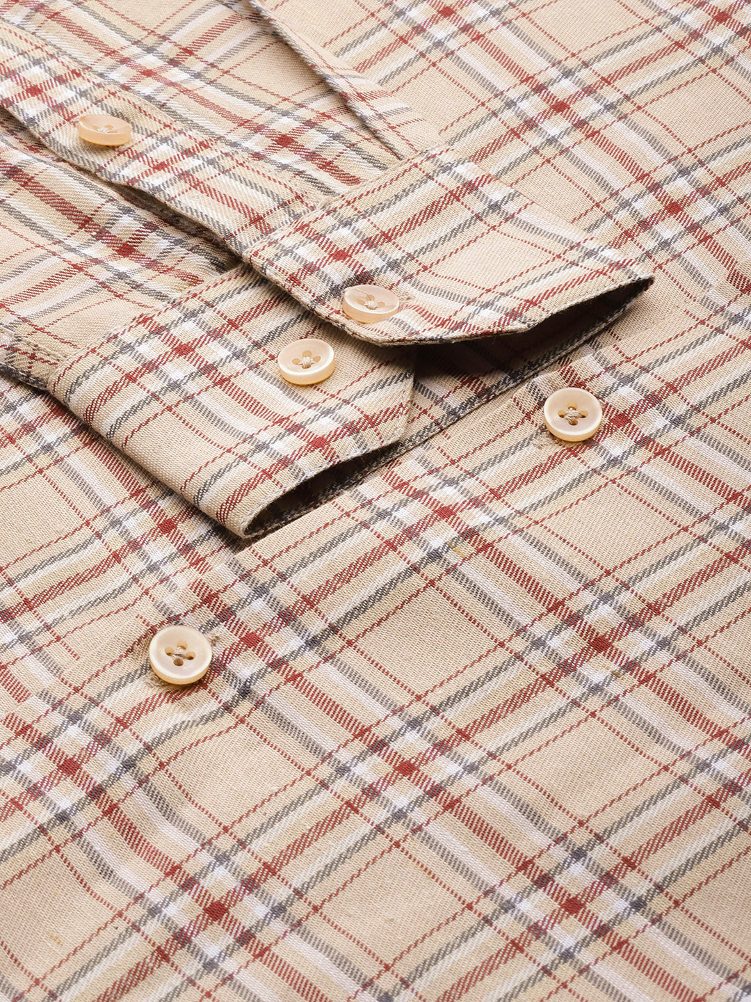 Men's Cotton Checked Formal Shirts ( SF 791Brown ) - Jainish
