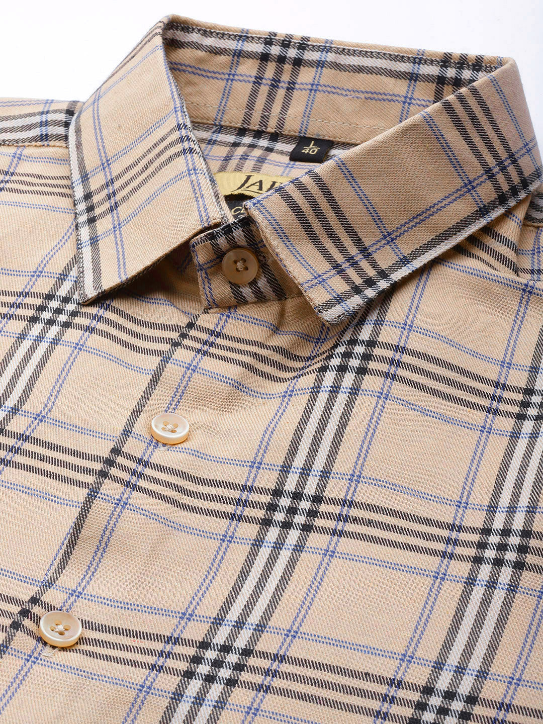 Men's Cotton Checked Formal Shirts ( SF 793Brown ) - Jainish