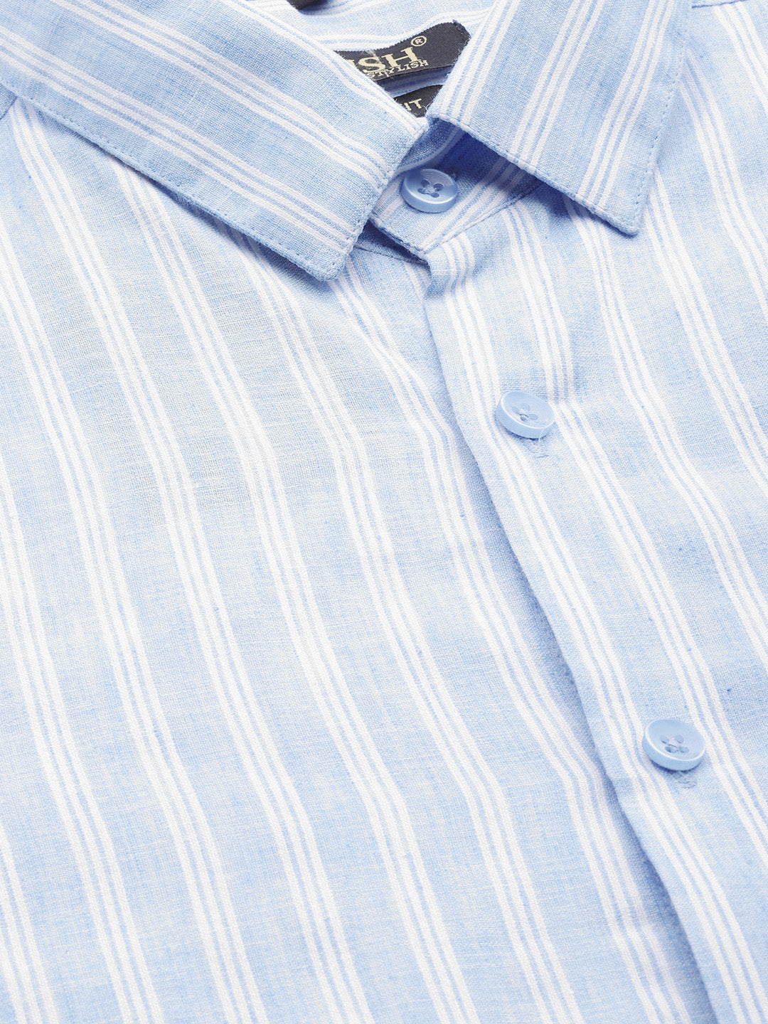 Men's  Cotton Striped Formal Shirts ( SF 795Light-Blue ) - Jainish