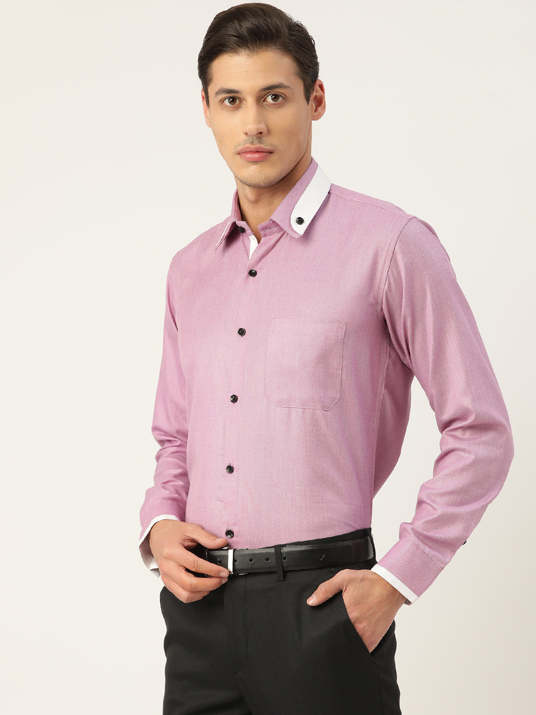 Men's  Cotton Solid Formal Shirts ( SF 796Purple ) - Jainish