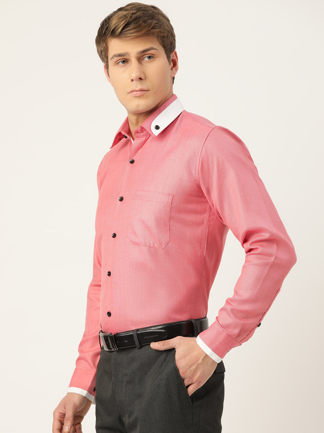 Men's  Cotton Solid Formal Shirts ( SF 796Red ) - Jainish