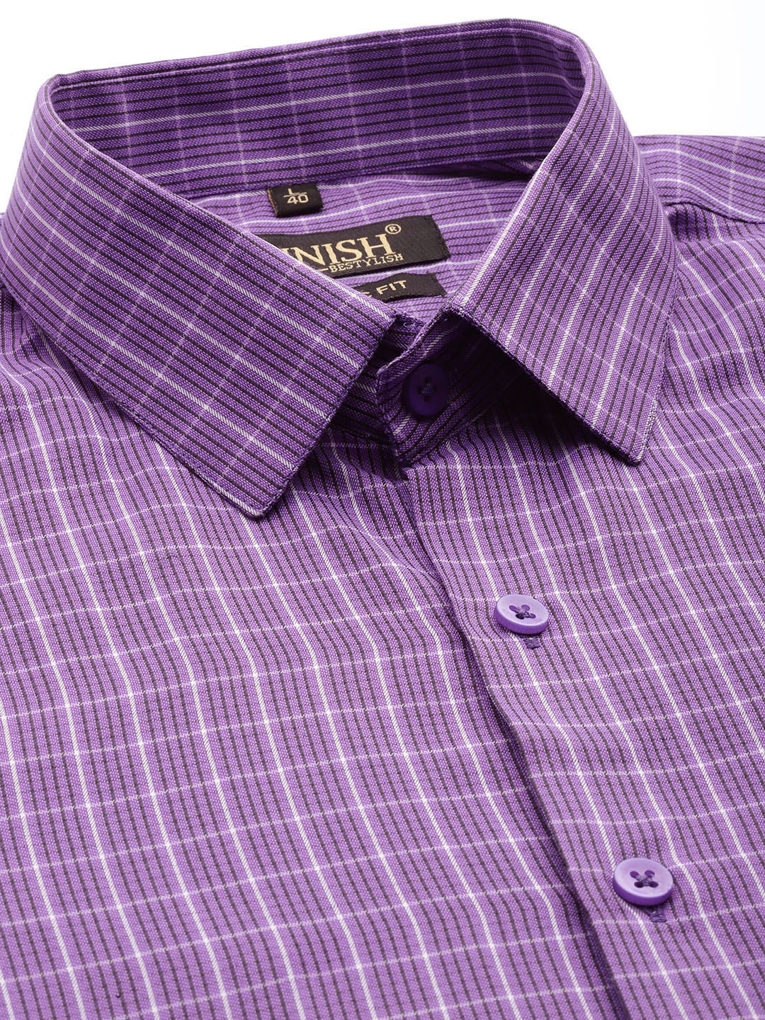 Men's Cotton Checked Formal Shirts ( SF 800Voilet ) - Jainish