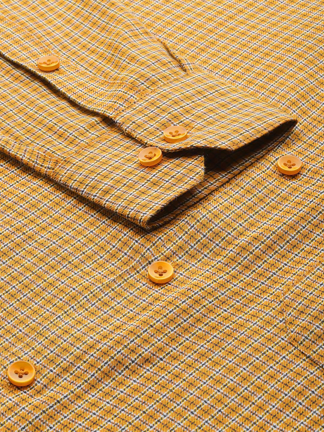 Men's Cotton Checked Formal Shirts ( SF 804Mustard ) - Jainish