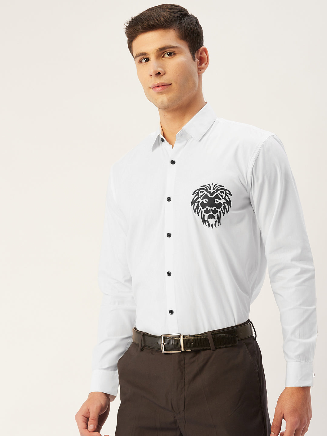 Men's Cotton Printed Formal Shirts ( SF 806White ) - Jainish