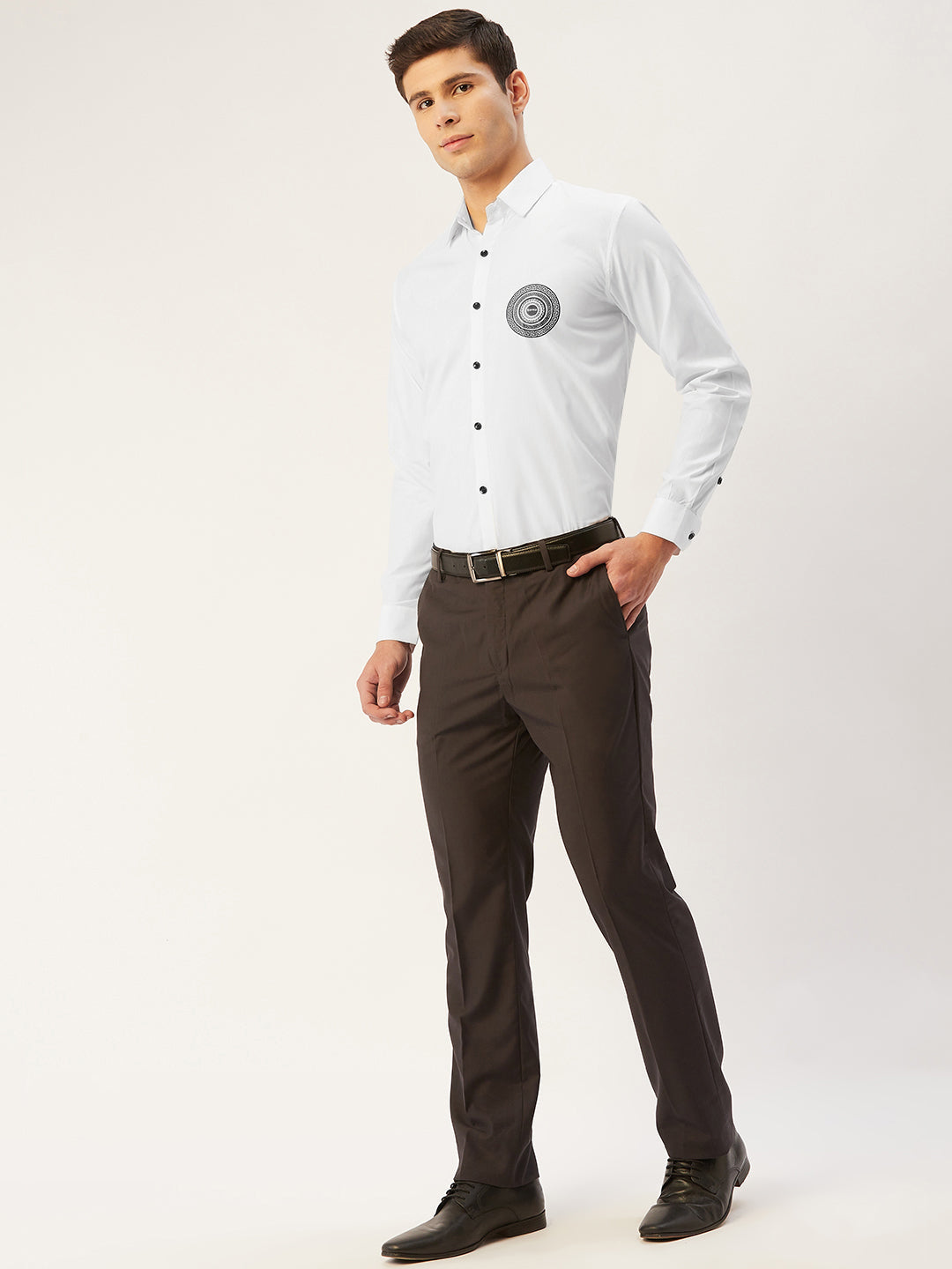 Men's Cotton Printed Formal Shirts ( SF 807White ) - Jainish