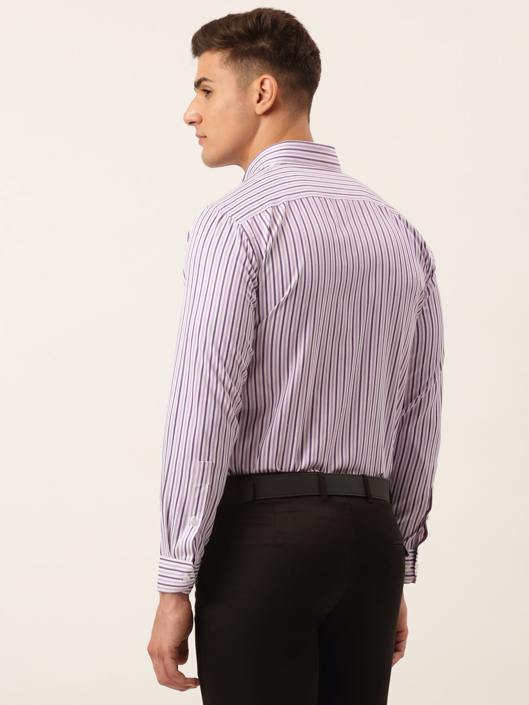 Men's Cotton Checked Button Down Collar Formal Shirts ( SF 809Purple ) - Jainish