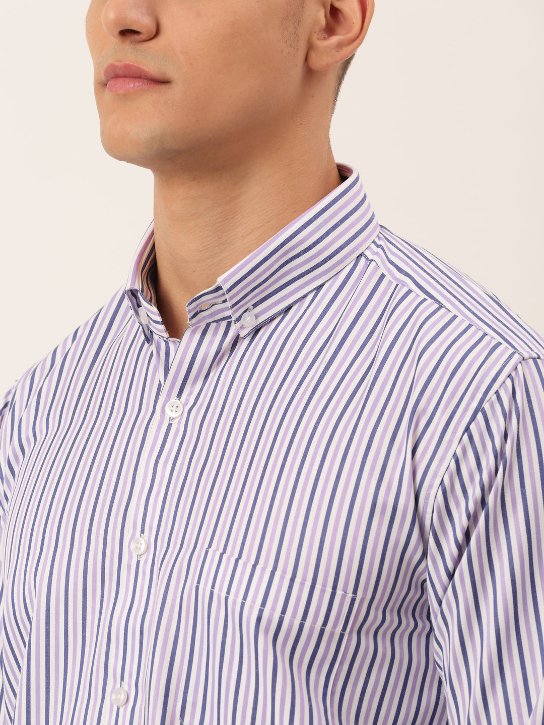 Men's Cotton Checked Button Down Collar Formal Shirts ( SF 809Voilet ) - Jainish