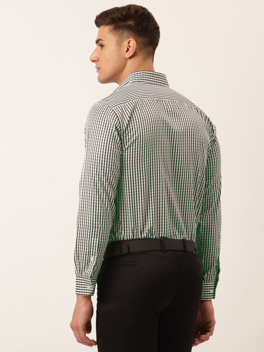 Men's Cotton Checked Button Down Collar Formal Shirts ( SF 810Black ) - Jainish