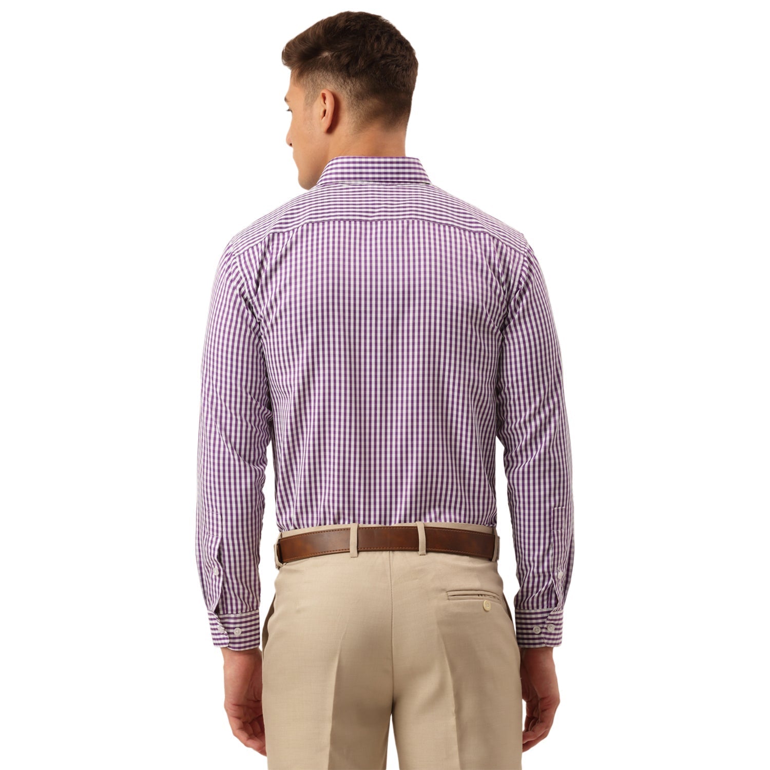 Men's Cotton Checked Button Down Collar Formal Shirts ( SF 810Purple ) - Jainish