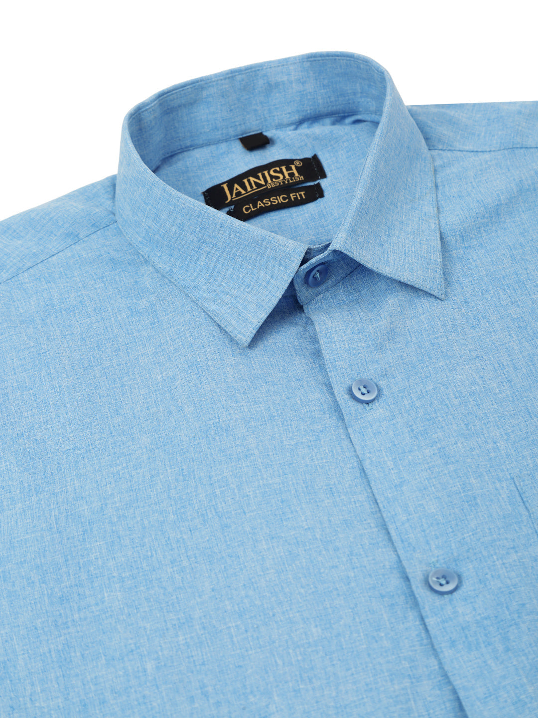 Men's Cotton Solid Half Sleeve Formal Shirts ( SF 811Light-Blue ) - Jainish