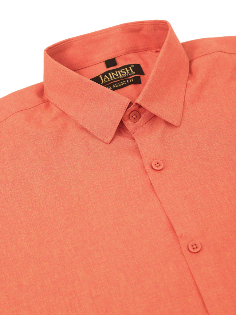 Men's Cotton Solid Half Sleeve Formal Shirts ( SF 811Peach )