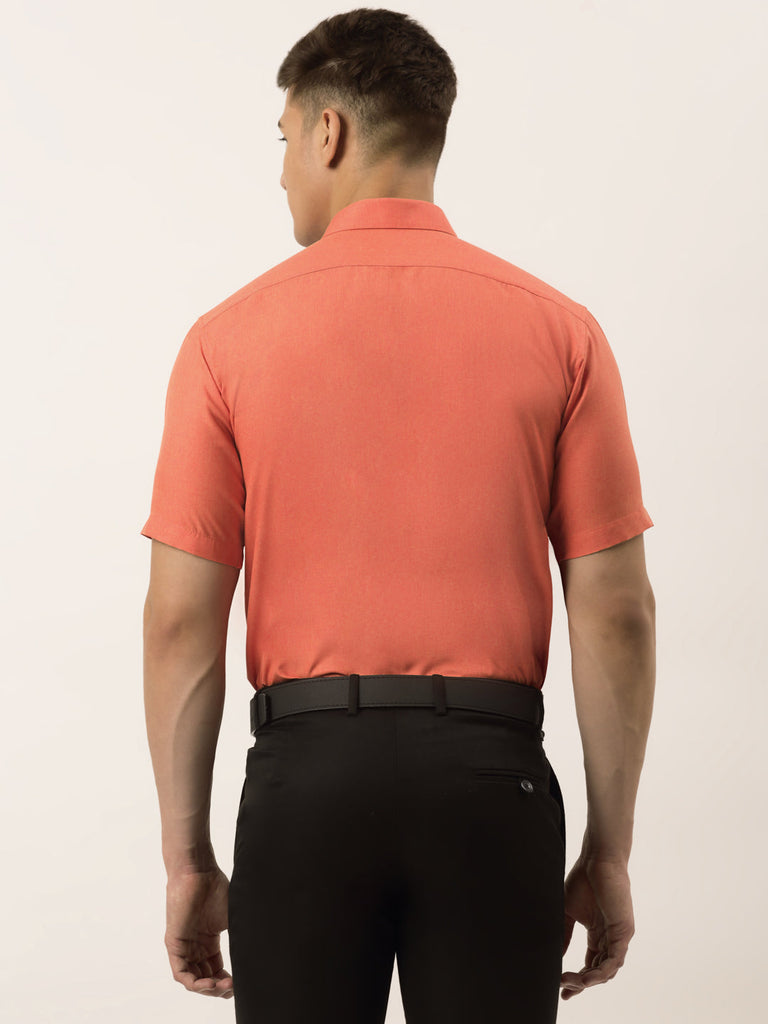 Men's Cotton Solid Half Sleeve Formal Shirts ( SF 811Peach )
