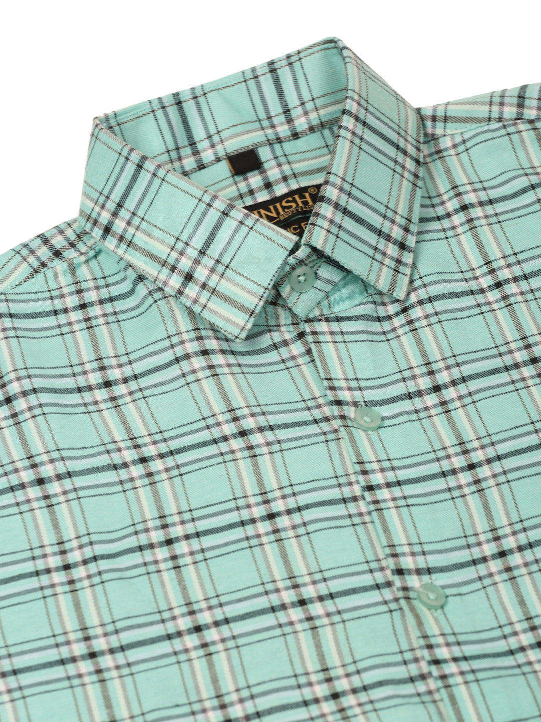Men's Cotton Checked Half Sleeve Formal Shirts ( SF 815Green ) - Jainish