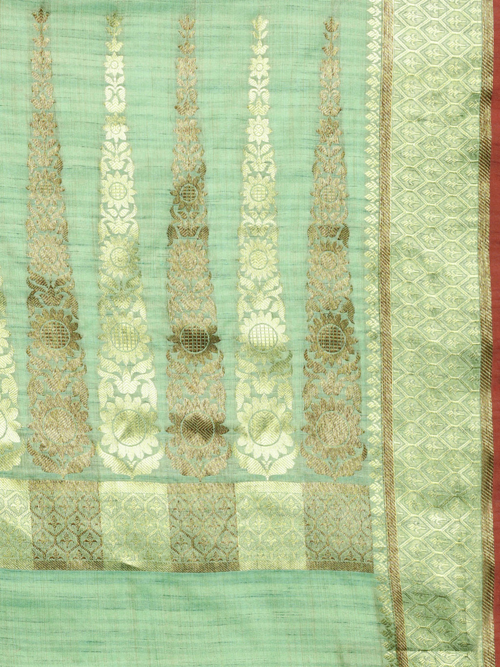 Women's Light Green Cotton Handloom Woven Work Traditional Saree - Sangam Prints