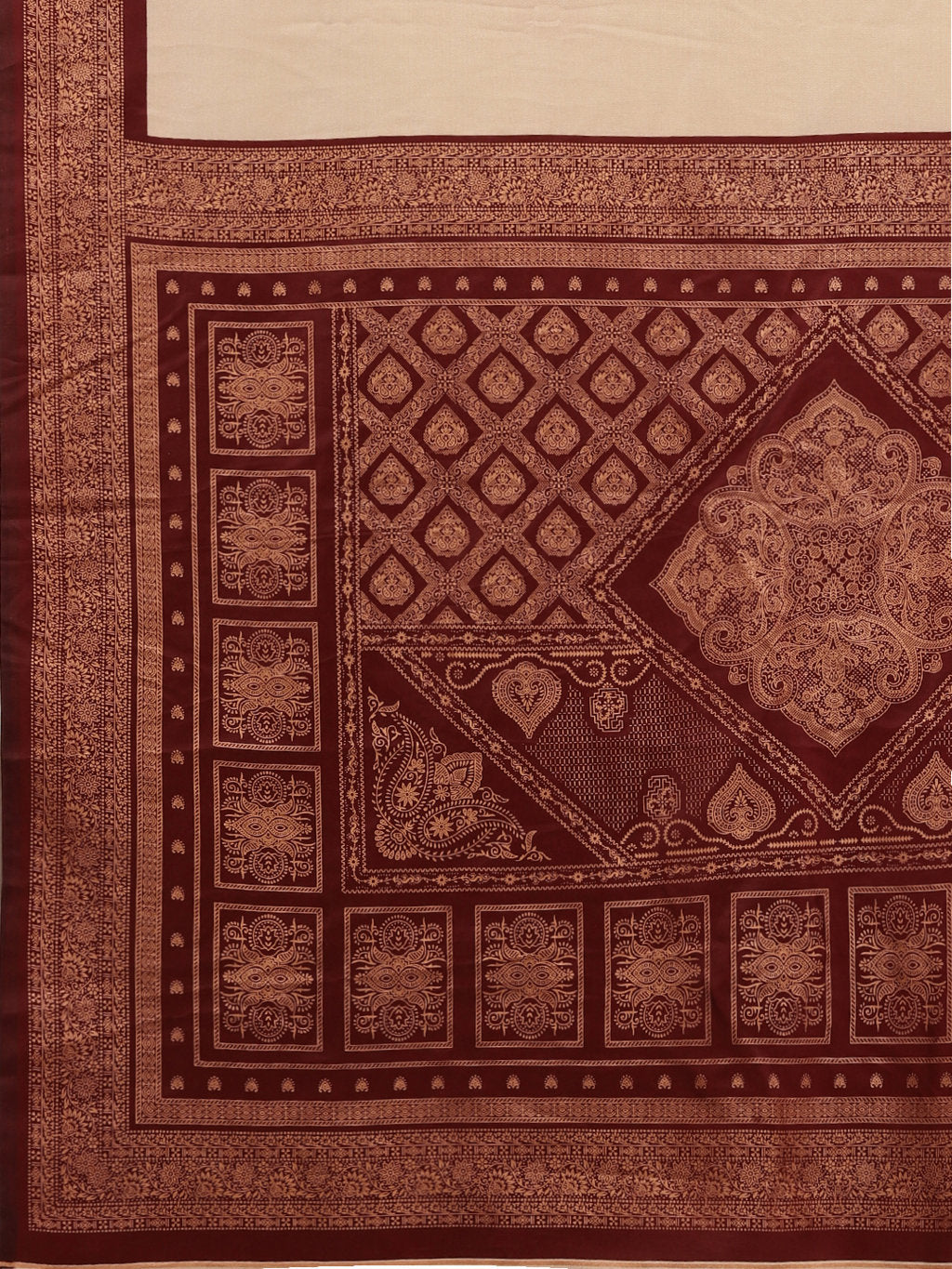 Women's Beige Art Silk Woven Work Traditional Saree - Sangam Prints