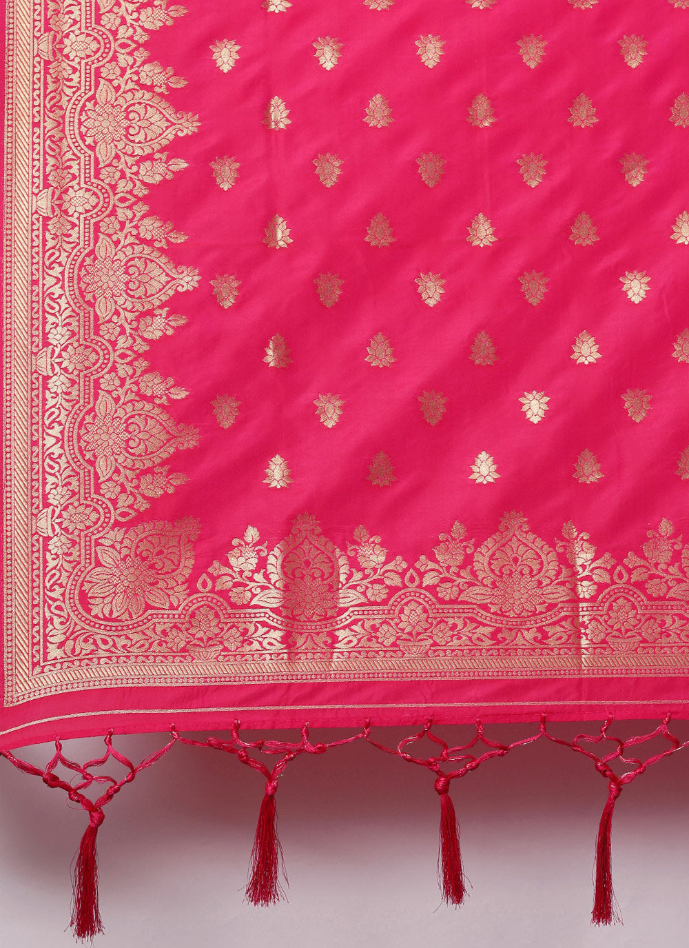 Women's Rani Pink Banarasi silk Weaving Work Traditional Tassel Dupatta - Sangam Prints