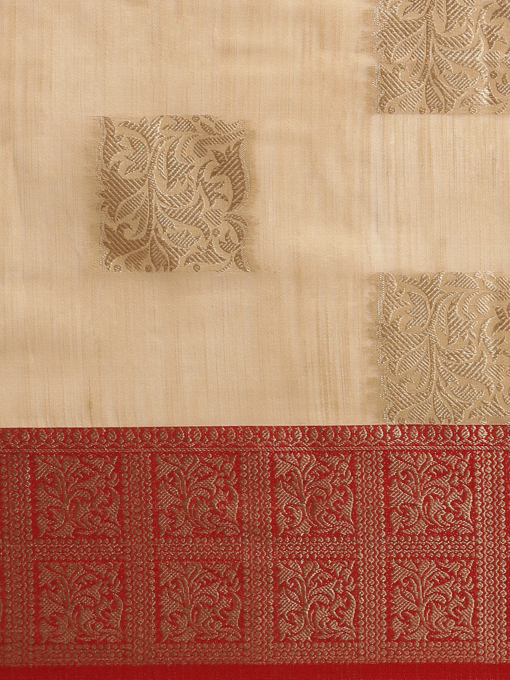 Women's Beige Linen Woven Work Traditional Saree - Sangam Prints