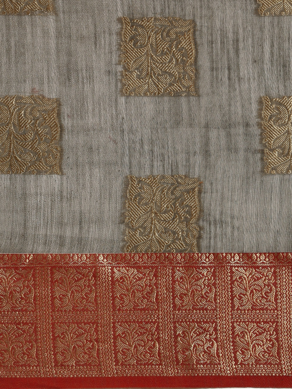 Women's Grey Linen Woven Work Traditional Saree - Sangam Prints