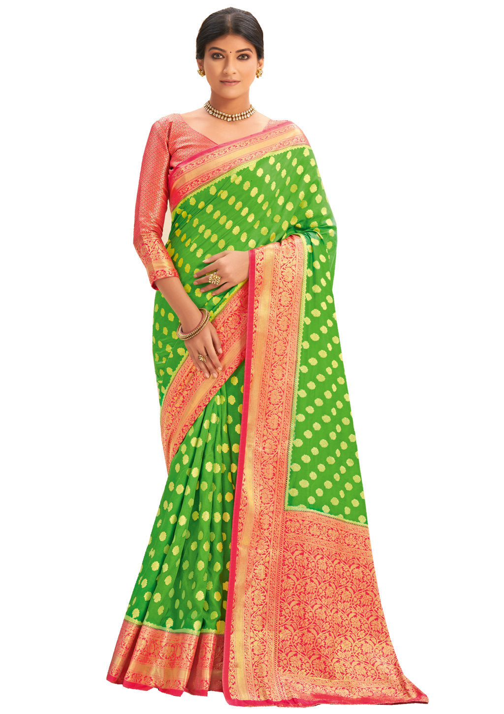 Women's Sangam Prints Light Green Silk Woven Zari Work Traditional saree - Sangam Prints