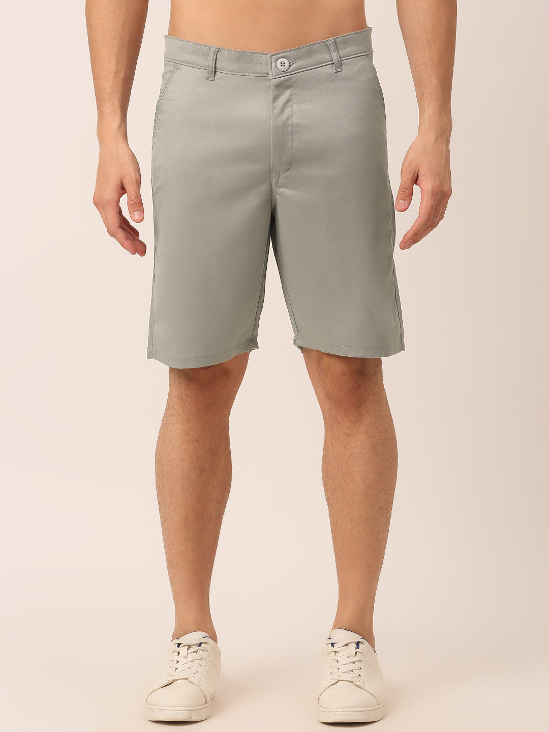 Men's Casual Cotton Solid Shorts ( SGP 153 Light-Grey ) - Jainish