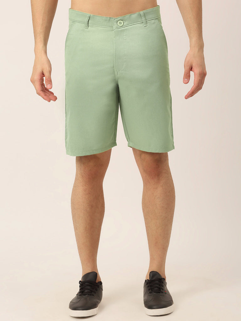Men's Casual Cotton Solid Shorts ( SGP 153 Pista-Green )