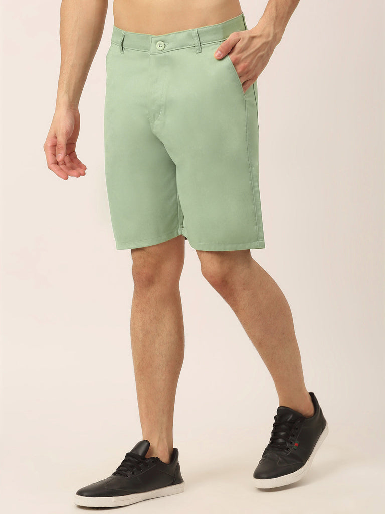 Men's Casual Cotton Solid Shorts ( SGP 153 Pista-Green )