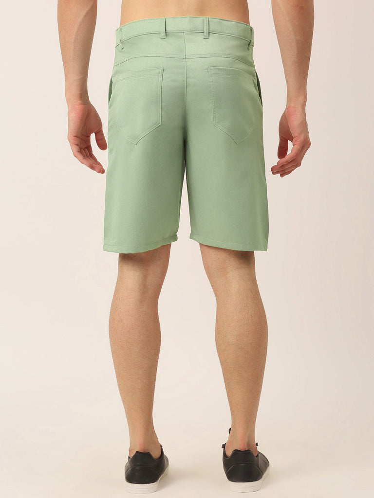 Men's Casual Cotton Solid Shorts ( SGP 153 Pista-Green )