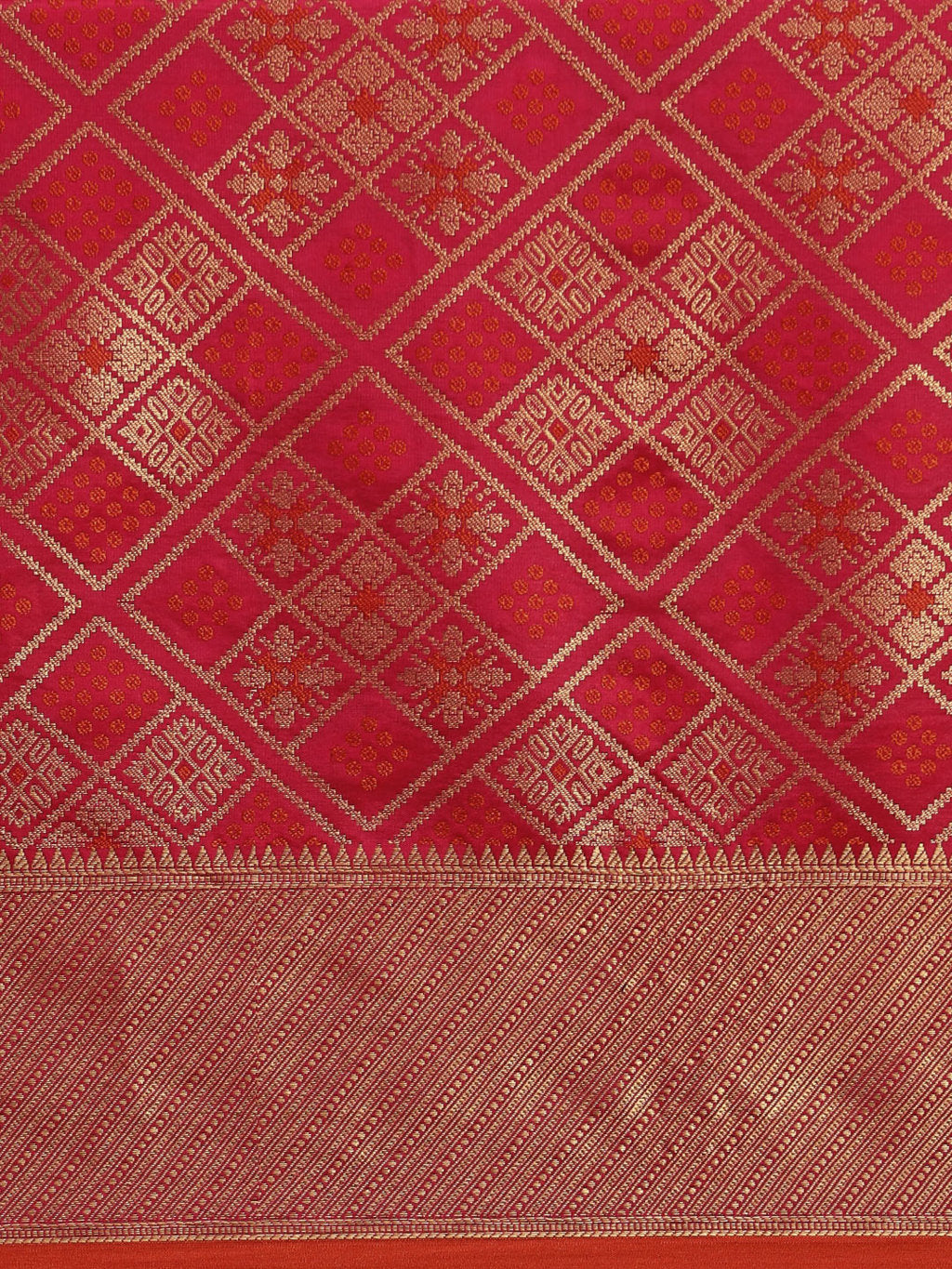 Women's Pink Patola Silk Woven Work Traditional Tassle Saree - Sangam Prints