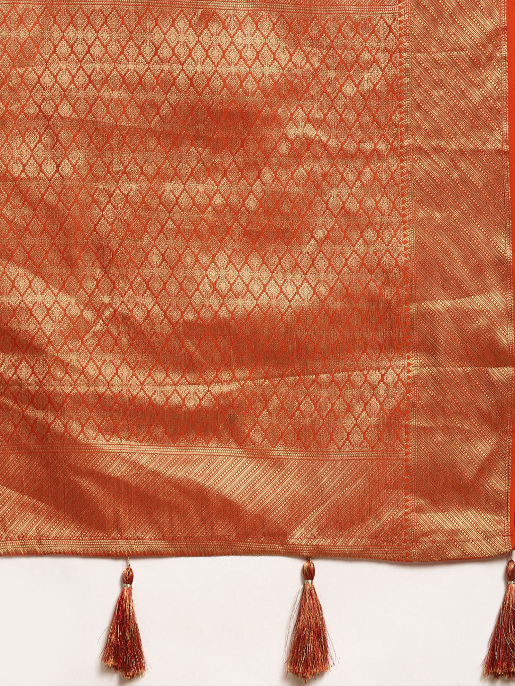 Women's Red Patola Silk Woven Work Traditional Tassle Saree - Sangam Prints